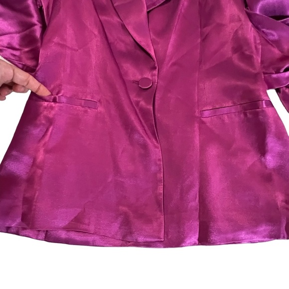 ZARA SATIN BLAZER WITH BUILT IN TIE SASH SIZE S PINK/ FUCHSIA FEMININE ROMANTIC - Picture 8 of 16